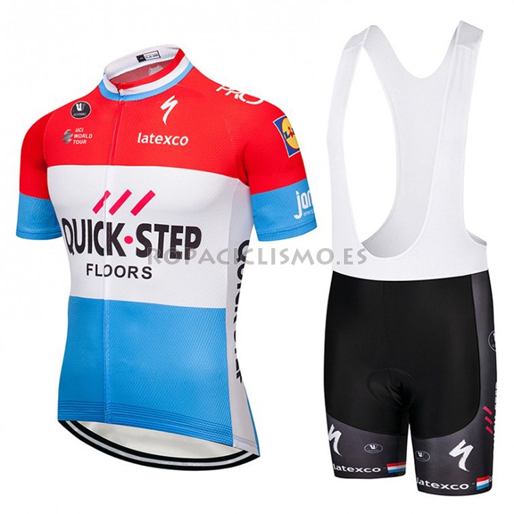 2018 Maillot Quick Step Floors Tirantes Mangas Cortas Rojo Blanc